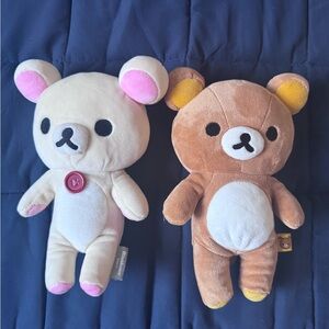 Rilakkuma Bear Plush Toy Set - Cream and Brown Size 10”x 6”